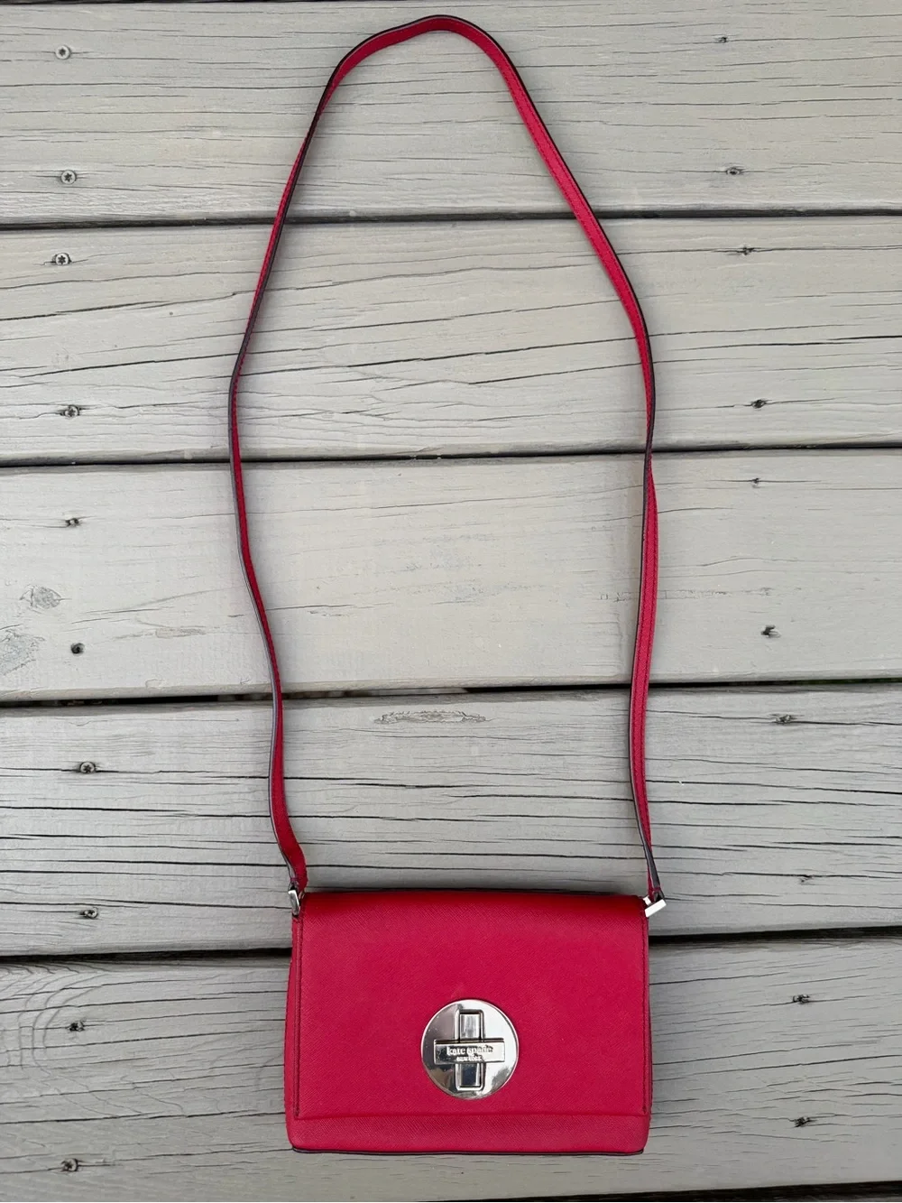 kate spade Newbury Lane Sally crossbody bag in red saffiano leather